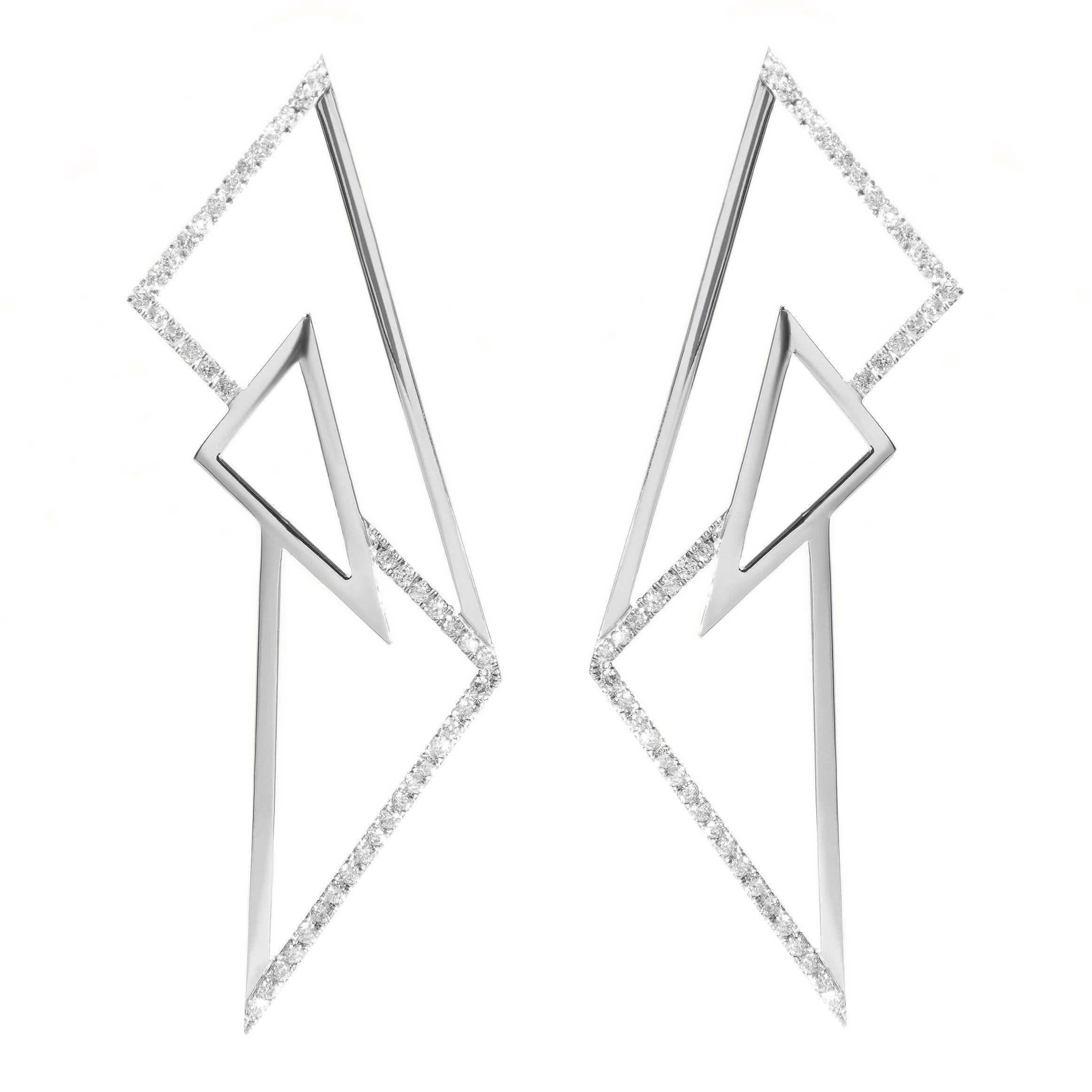 Sophie Birgitt Geometric Diamond Chandelier Earrings For Sale