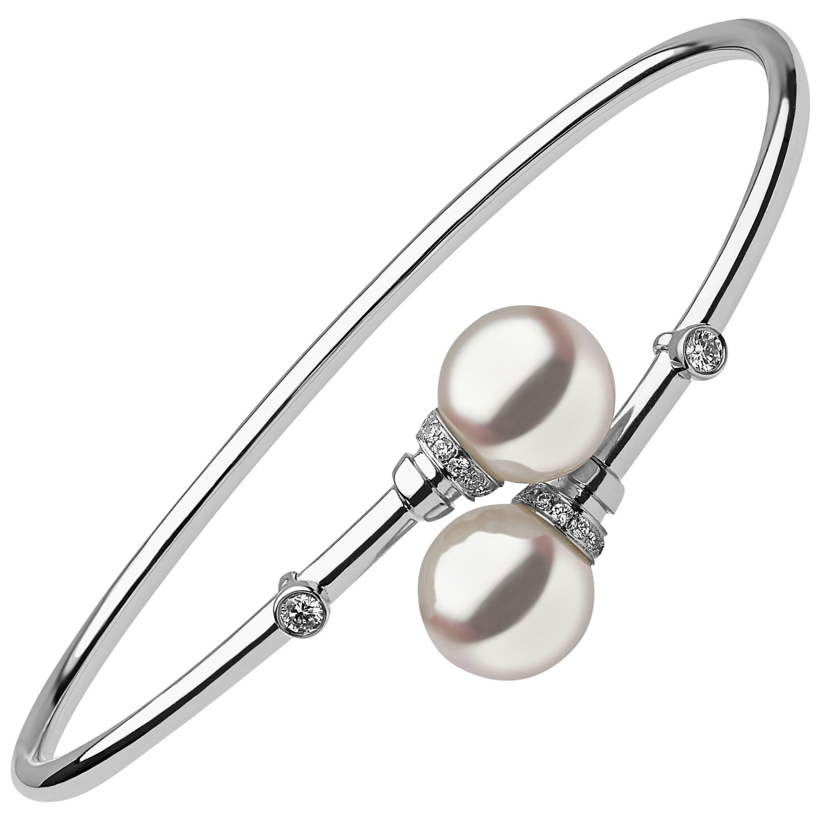 Yoko London Freshwater Pearl and White Diamond Bracelet in White Gold