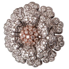 EGL Certified Floral Diamond Cluster Ring with 18K White & Red Gold 