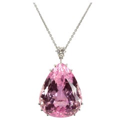 Fabelhafte große 130 Karat rosa Teardrop Kunzit Diamant Anhänger Halskette