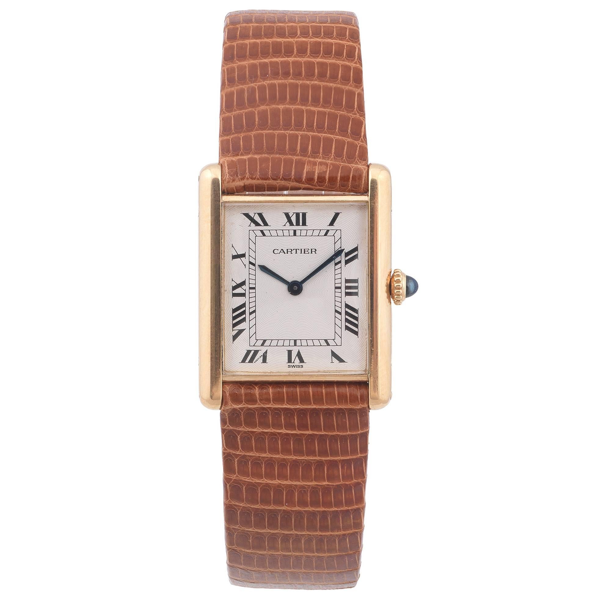 Cartier Yellow Gold Tank Louis Mecanique Manual Wristwatch