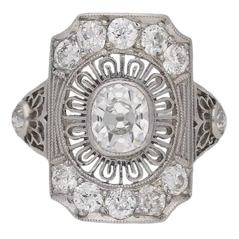 Antique diamond cluster ring by Gorham, American, circa 1905.