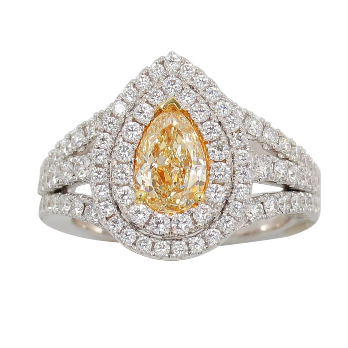 Frederic Sage 1.02 Carat Yellow Diamond Engagement Cocktail Ring For Sale