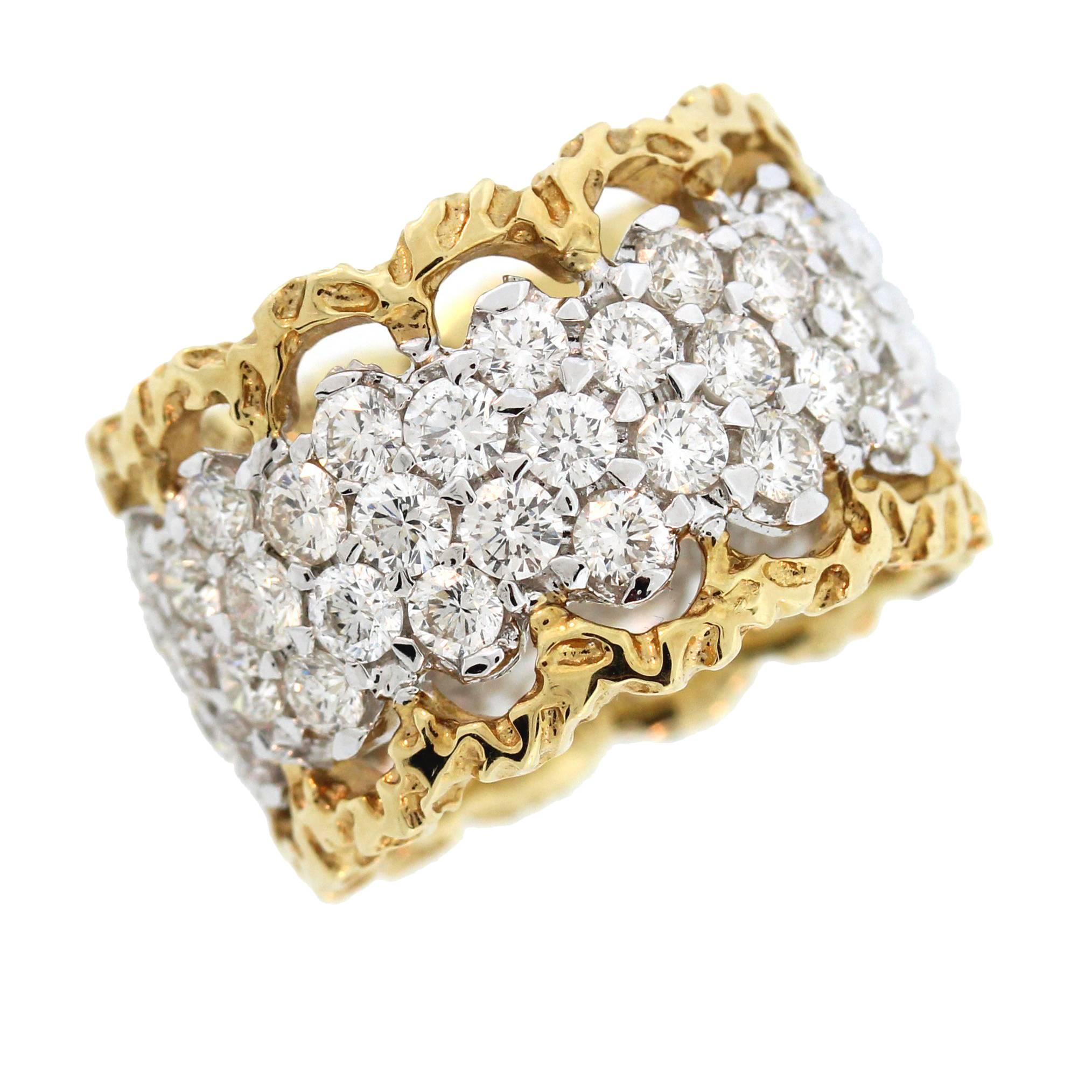 Beautiful Two-Tone Gold and Diamond Band Ring
