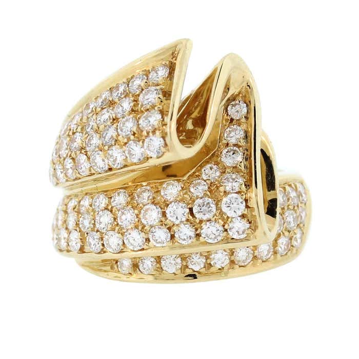 Gold and Diamond Ribbon Ring at 1stDibs