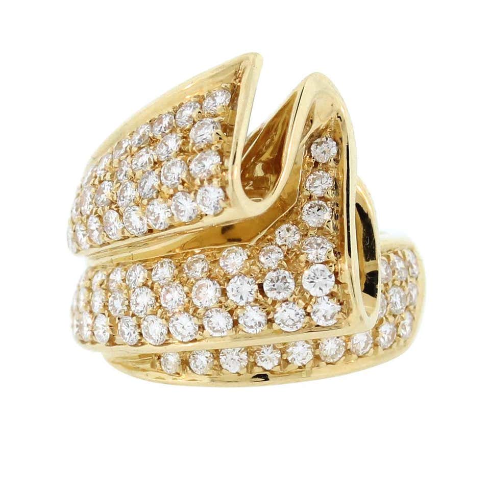 Gold and Diamond Ribbon Ring at 1stDibs