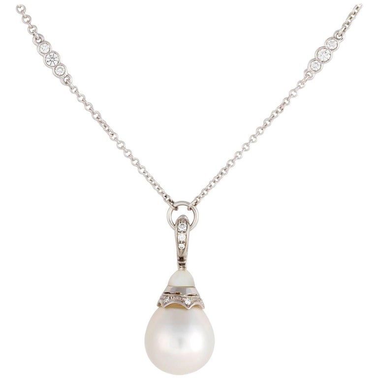 Ella Gafter South Sea Pearl and Diamond Pendant Necklace For Sale at ...