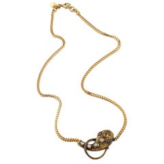 Handcrafted Yellow Gold Diamond and Sapphire Snake Necklace
