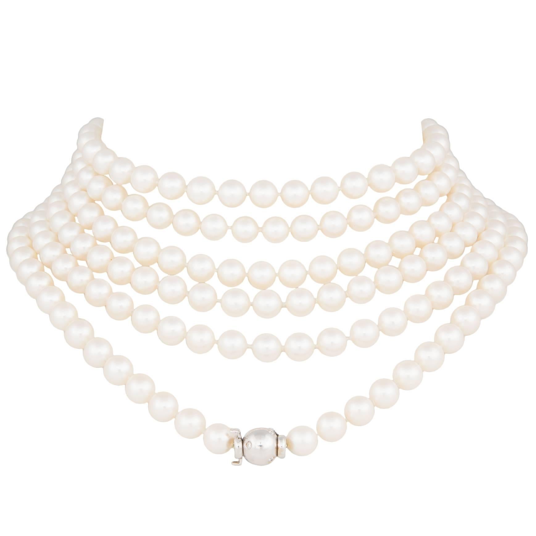 Ella Gafter Japanese Akoya Pearl Necklace Long Rope Strand