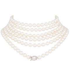 Ella Gafter Japanese Akoya Pearl Necklace Long Rope Strand