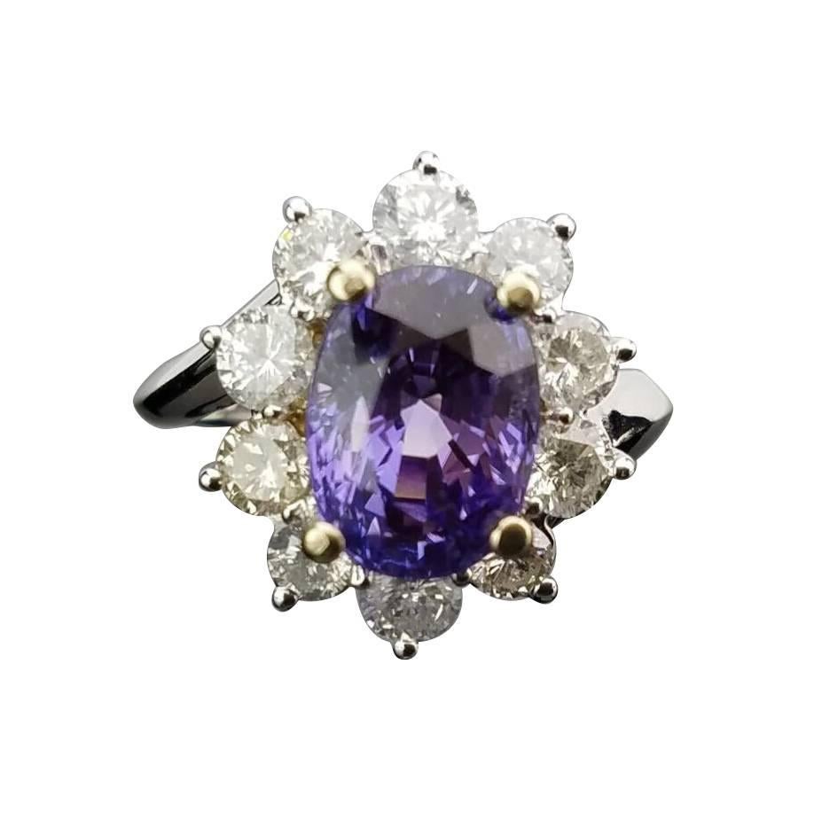 Classic Purple Sapphire and Diamond Ring