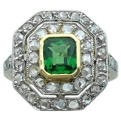 1930s Art Deco Diamond Platinum Gold Tsavorite Ring