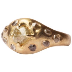 1.25 and 1.13 Carat Rough Diamonds Cocktail Ring