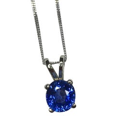 IGI Certified 1.07 Carat Ceylon Blue Sapphire 18 Karat Gold Solitaire Pendant