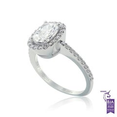 HRD Certified White Gold Cushion and Round Cut Engagement Ring