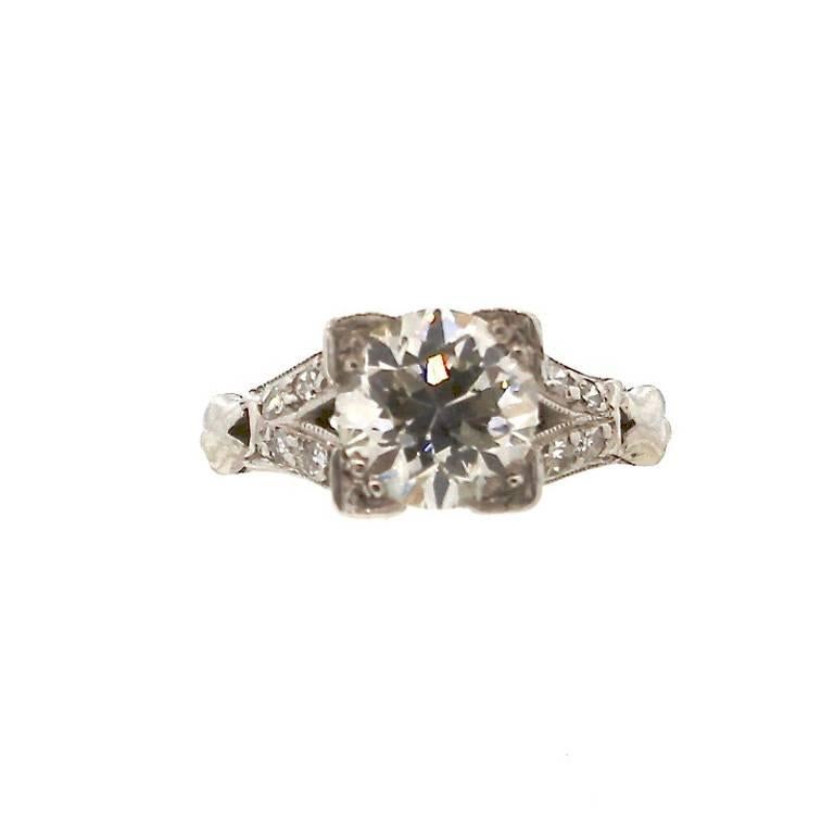 1930s Diamond Old European Cut Diamond Platinum Engagement Ring