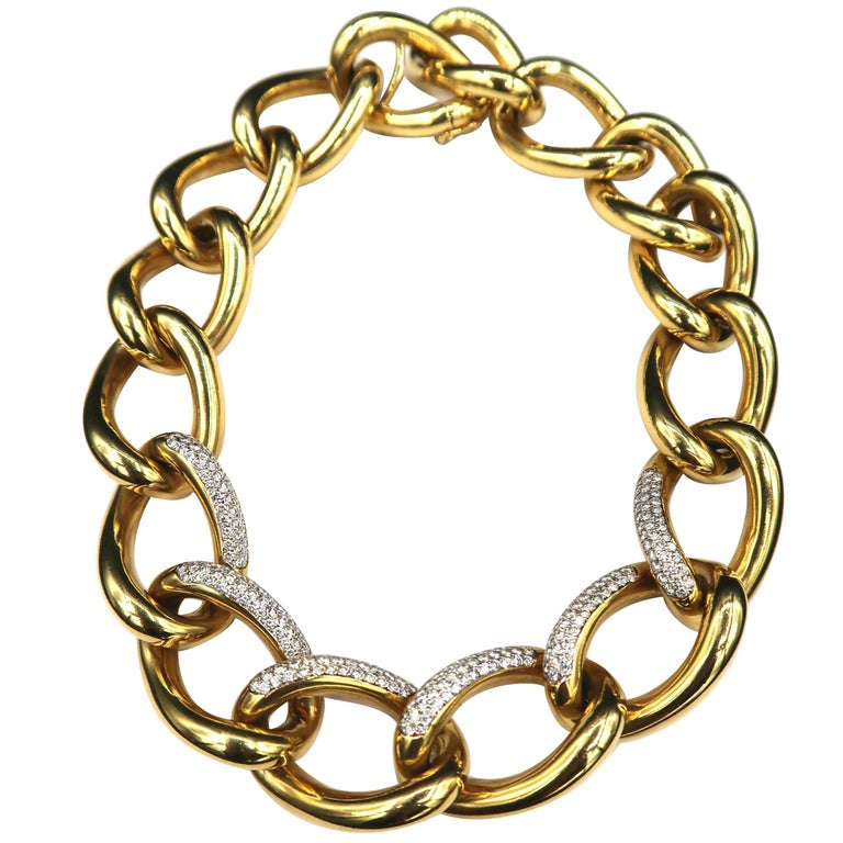 Chunky Gold Plated Double Link/ Chain Necklace /SAT. SALE For Sale at ...