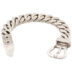 Vintage Hermes Sterling Silver Buckle Link Bracelet