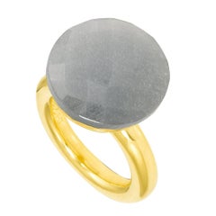 Bonds of Union ' To a Dream Planet ' Grey Moonstone Yellow Gold Plated Ring
