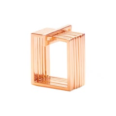 Sophie Birgitt Diamond Geometric Rectangular Gold Cocktail Ring