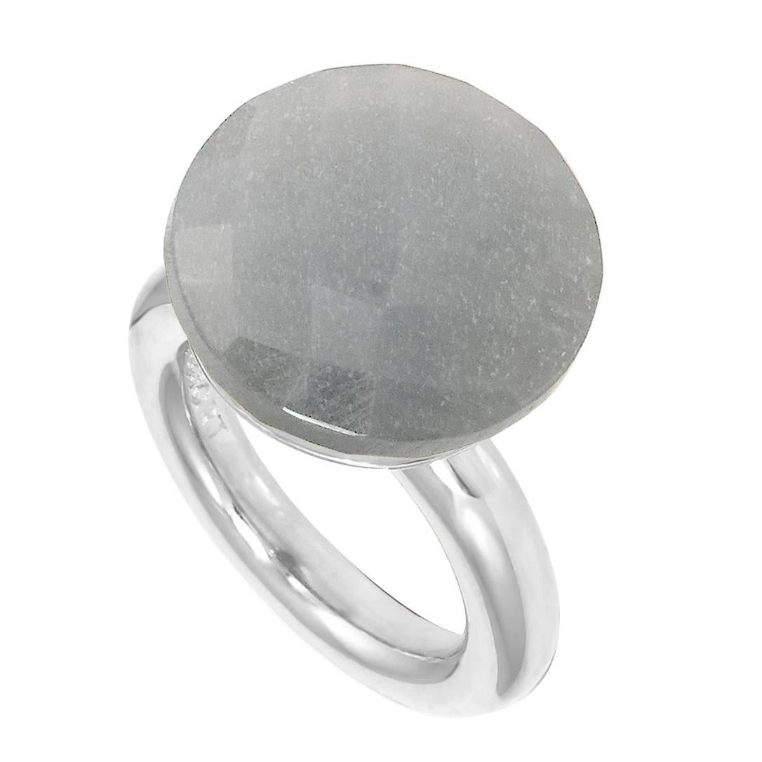 ' To a Dream Planet ' Grey Moonstone White Gold Plated Cocktail Ring For Sale