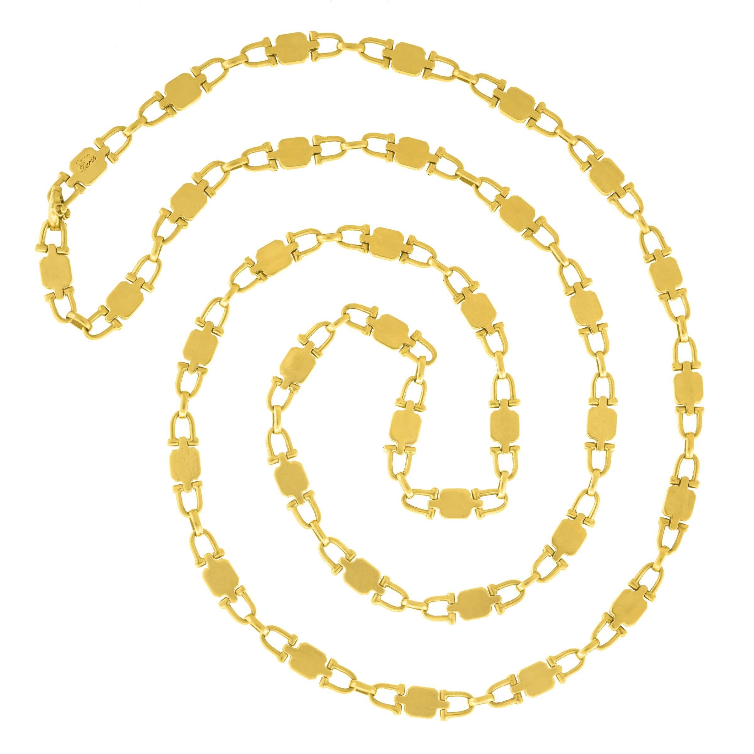 Cartier 33 inch long Gold Horse Bit Necklace