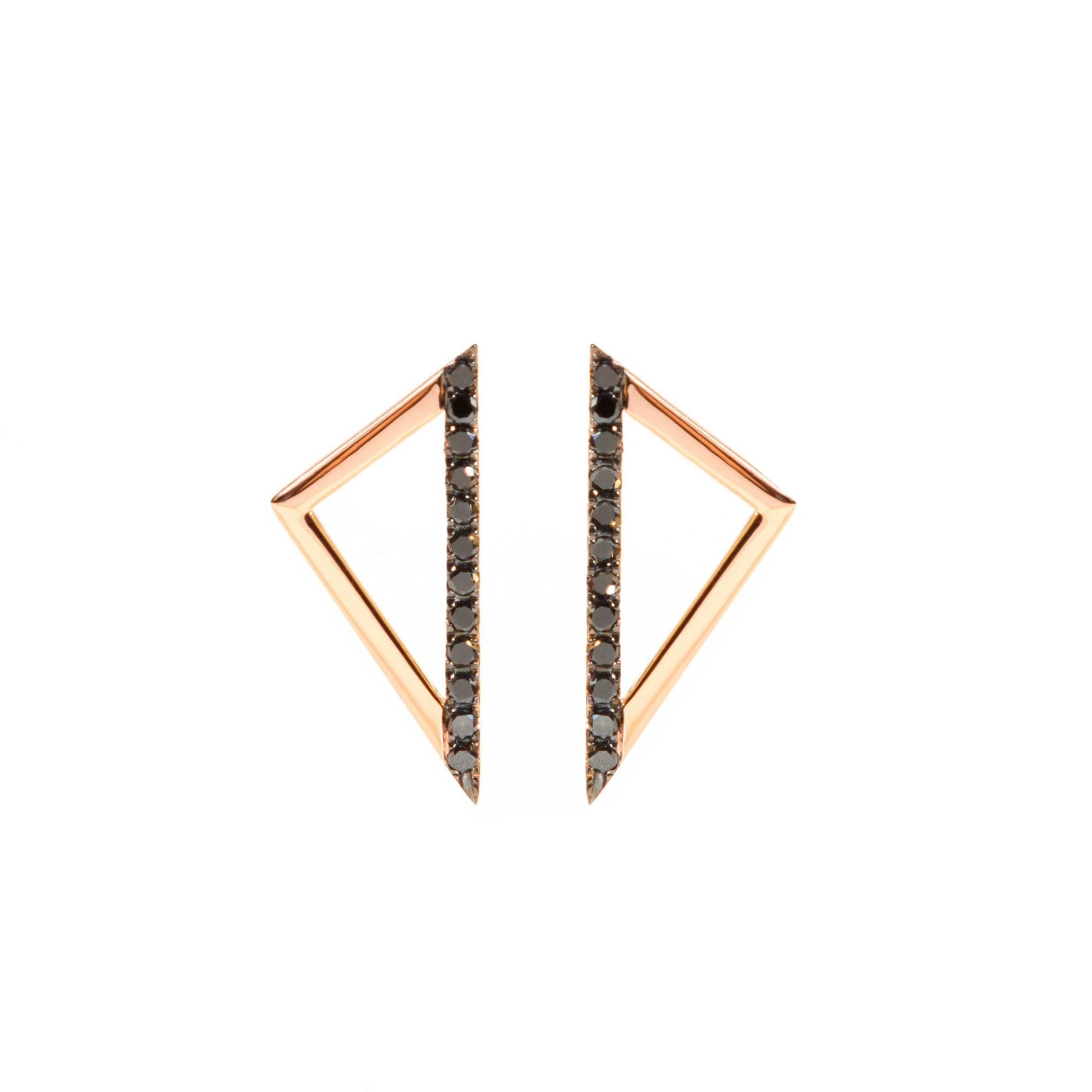 Sophie Birgitt Diamond Triangular Gold Earrings For Sale