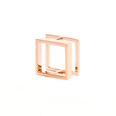 Sophie Birgitt 18 Karat Gold Geometric Square Cocktail Knuckle/Pinky Ring