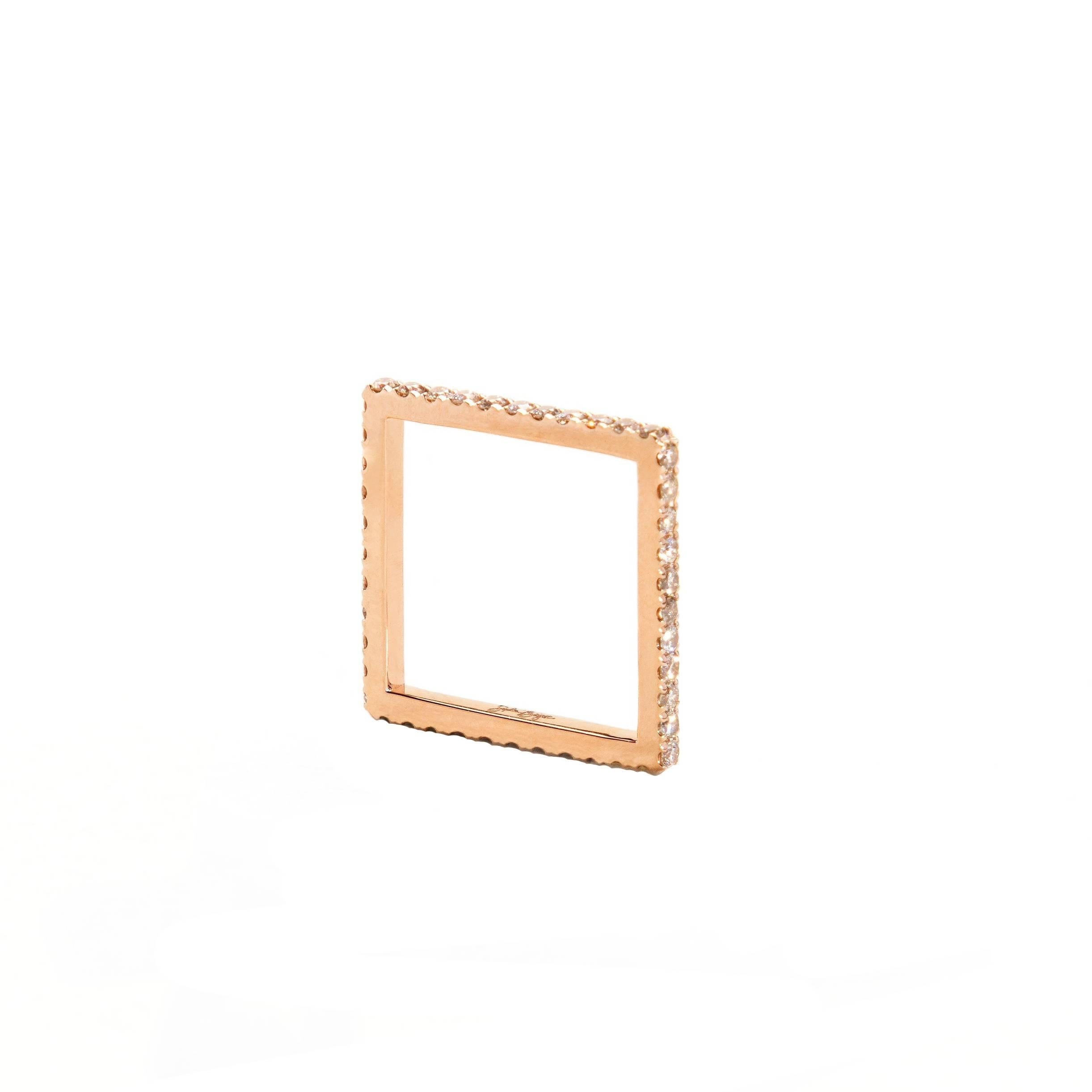 Sophie Birgitt 18 Karat Gold Geometric Square Cocktail Knuckle/Pinky Ring For Sale