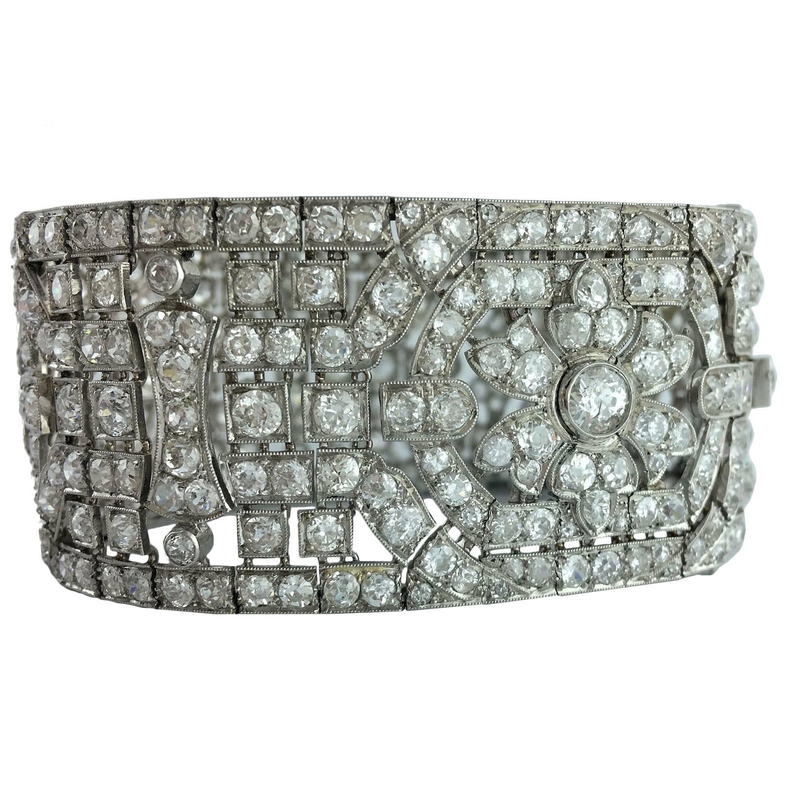 1920s French Art Deco Diamond Platinum Bracelet