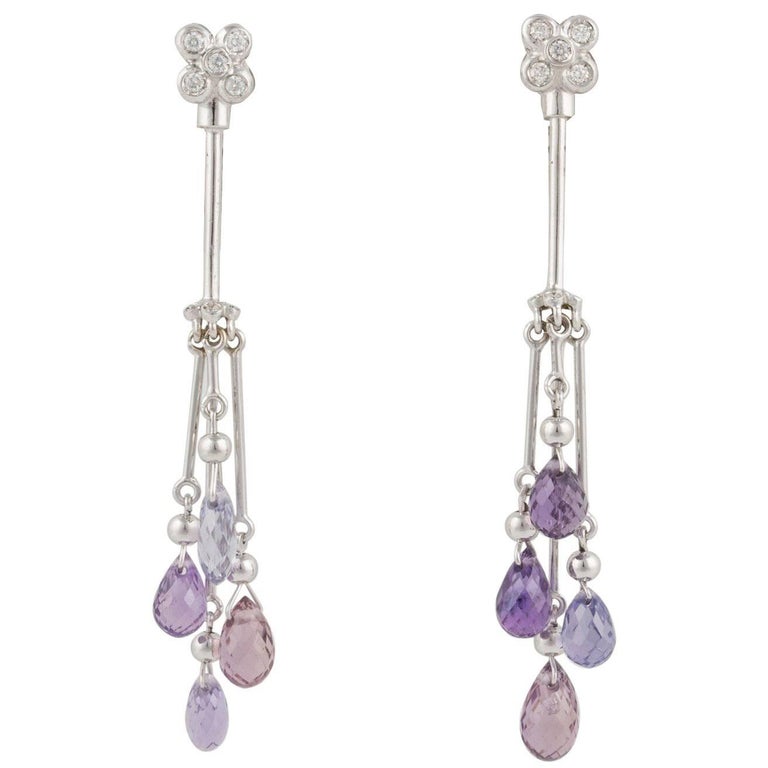 Ella Gafter Purple Violet Shire And Diamond Drop Earrings For Ella Gafter Purple Violet Shire And Diamond Drop Earrings For