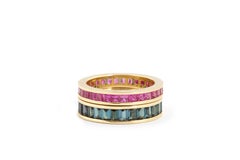 Engagement Eternity Ruby Gold Band Princess Ring