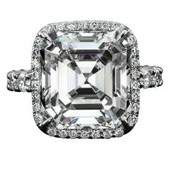 9.50 Carat Asscher Cut Diamond Platinum Ring