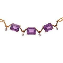 Amethyst Diamond Gold Necklace