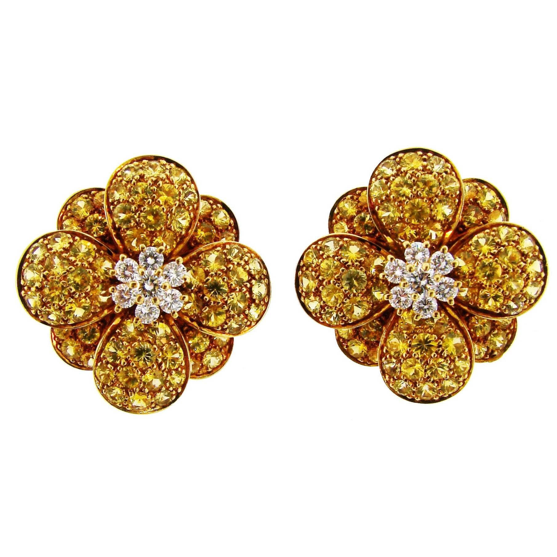 Van Cleef & Arpels Diamond Yellow Sapphire Gold Earrings