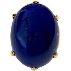 Vintage Gump
s Large Lapis Lazuli Cabochon Yellow Gold Ring