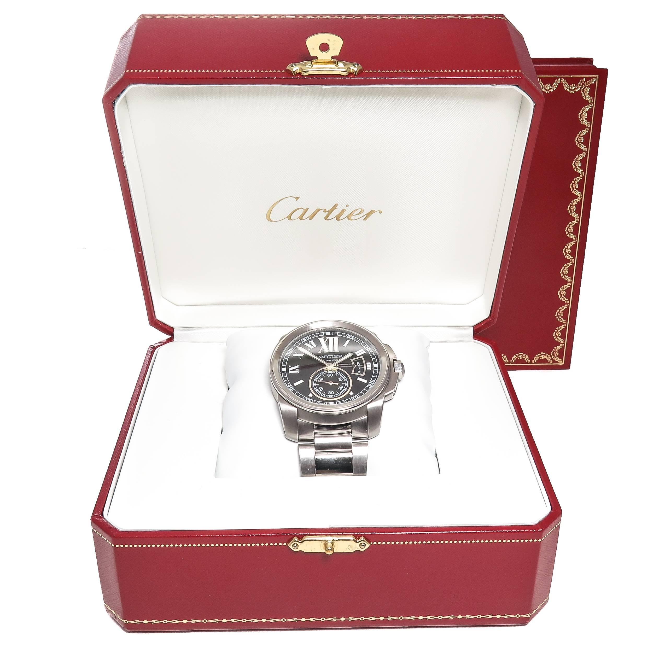 Men's Cartier Stainless Steel Calibre De Cartier Automatic Wristwatch