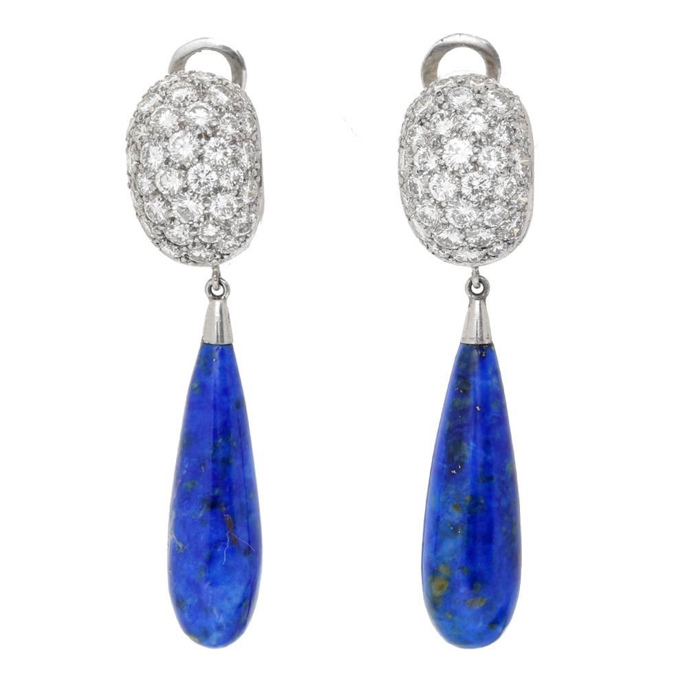 Carvin French Lapis Lazuli Platinum Earrings
