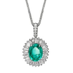 Collana con smeraldo e diamante naturale da 2,18 carati in stile Ballerina