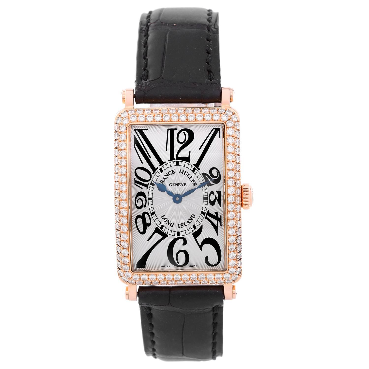 Franck Muller Rose Gold Diamond Bezel Long Island Quartz Wristwatch