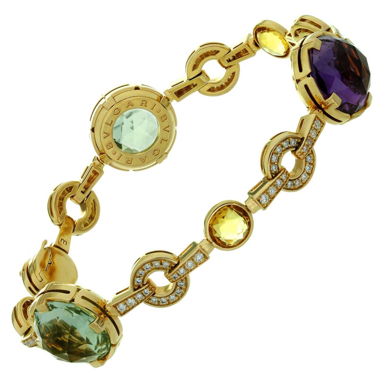 Bulgari Parentesi Diamond Quartz Amethyst Rose Gold Bracelet