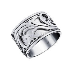 Prince Rolling Ring is in 18 carat White Gold Carved Scroll Motifs