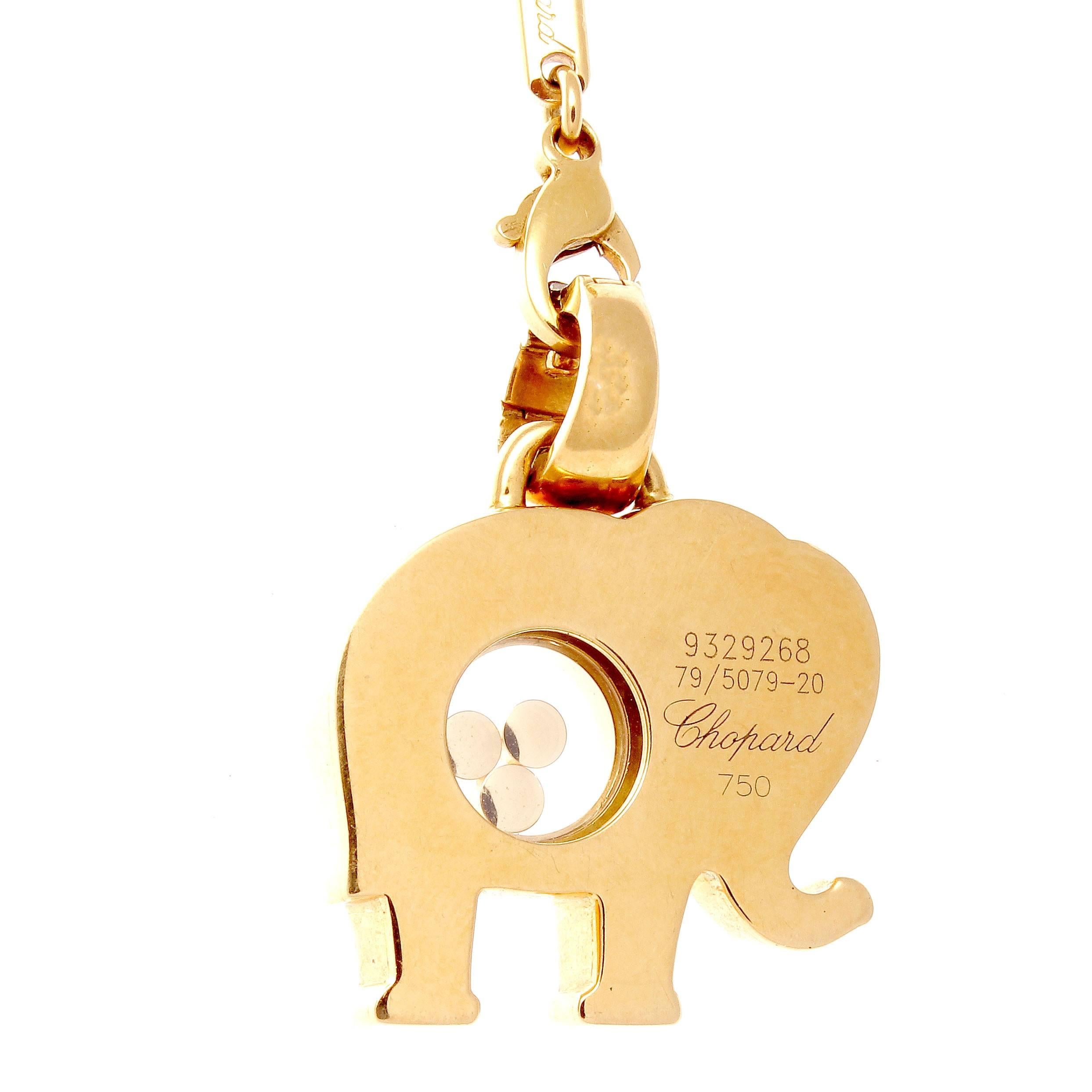 The largest on land is recreated through delicacy and charm by Chopard. Part of the popular Happy collection this elephant has an eye of sapphire and a transparent belly as well as the ear decorated with diamonds. Crafted in glistening 18k yellow