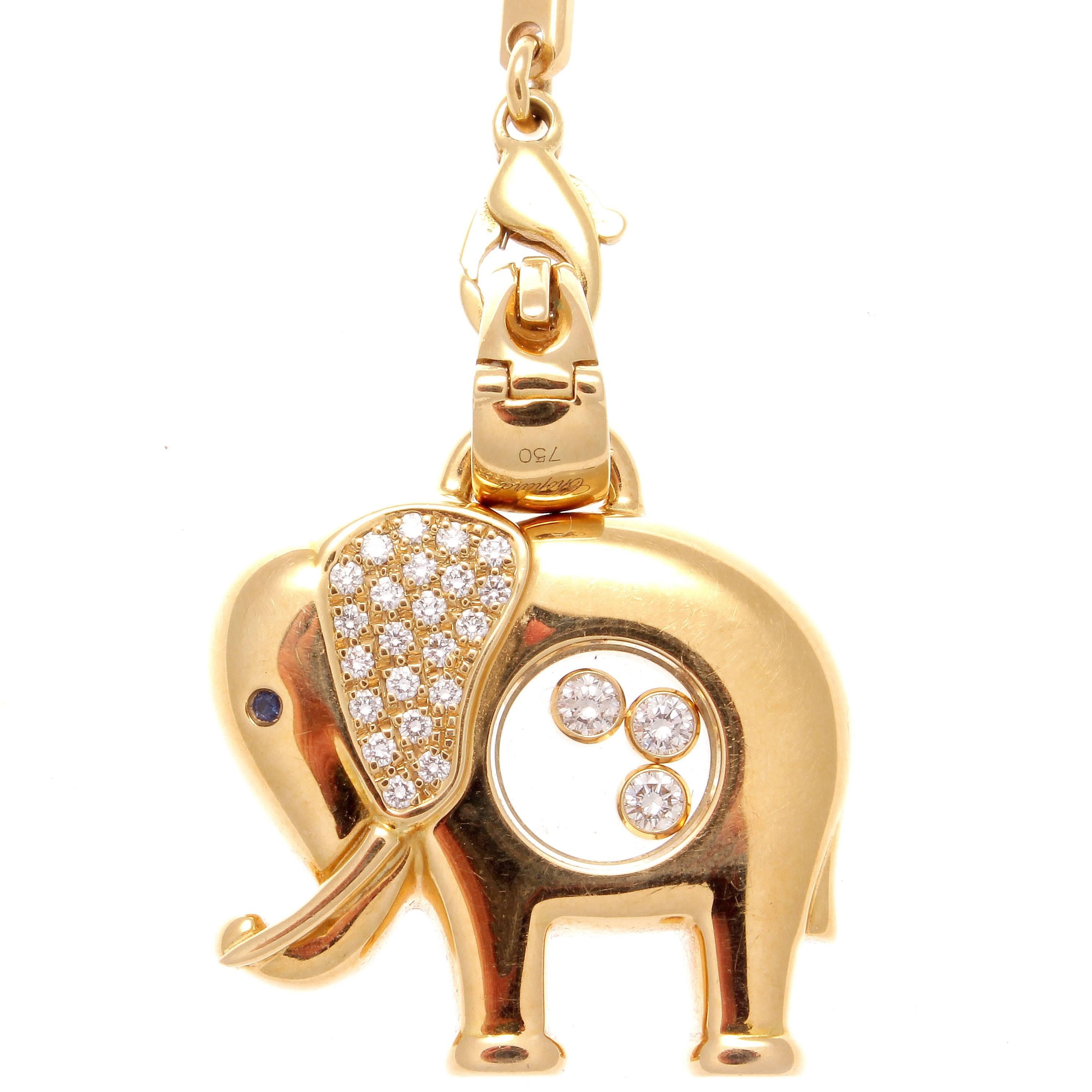 Chopard Happy Elephant Diamond Sapphire Gold Necklace