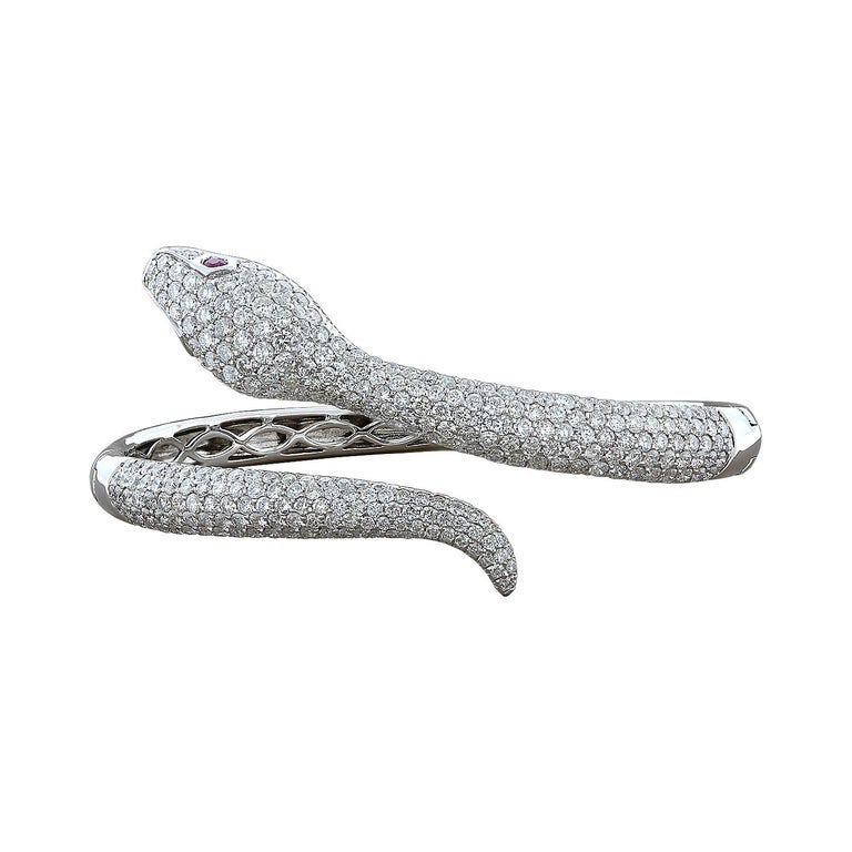 Diamond Ruby Gold Snake Cuff Bracelet For At 1stdibs Diamond Ruby Gold Snake Cuff Bracelet For