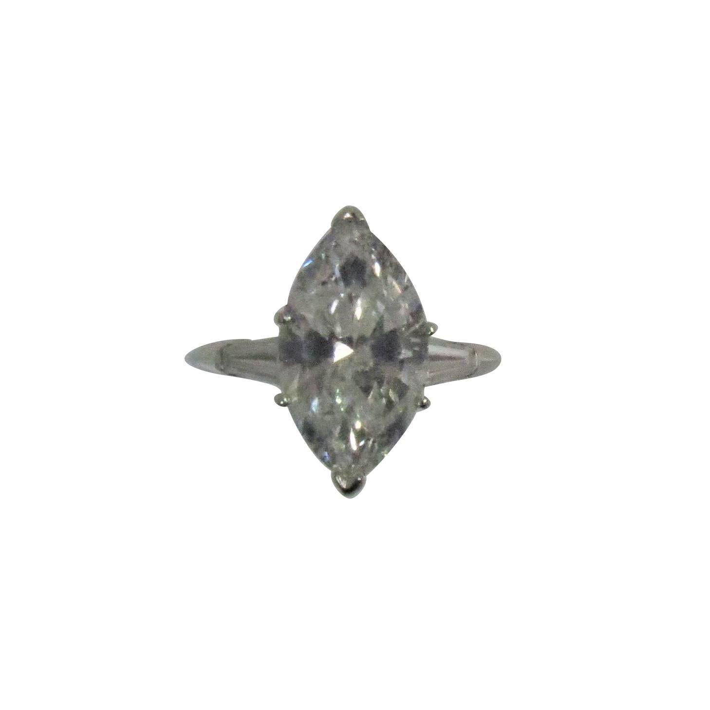 Platinum Engagement Ring with 3.30 Carat Marquise Shape Diamond
