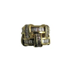 Charles Krypell 18 Karat Yellow Gold Diamond Basket Weave Design Band Ring