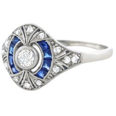 Art Deco Diamond Set Platinum Ring, French