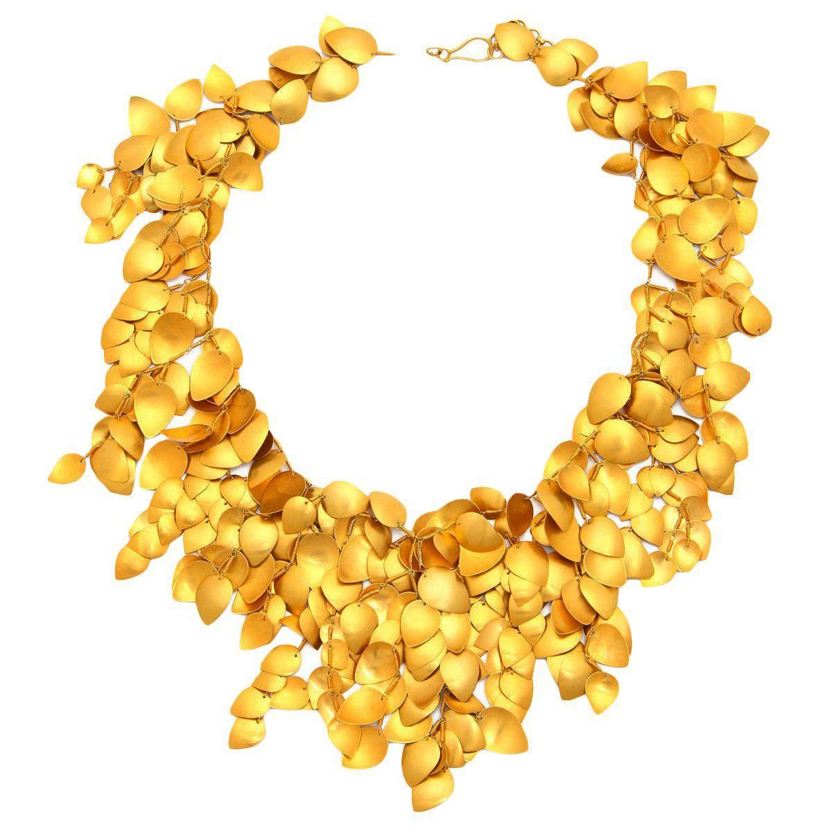 Gold Leaf Vine Necklace For Sale
