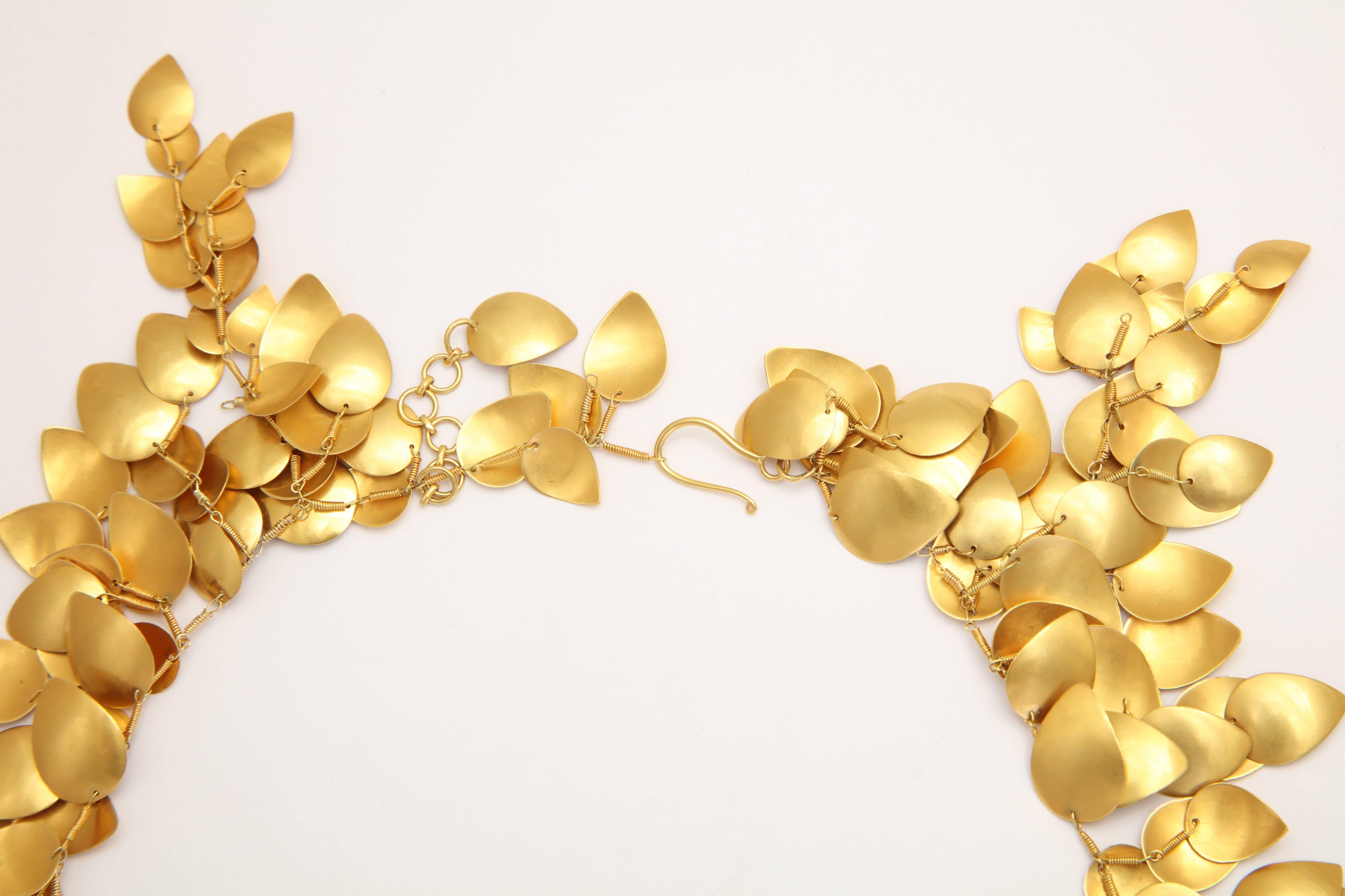 Gold Leaf Vine Necklace For Sale 1